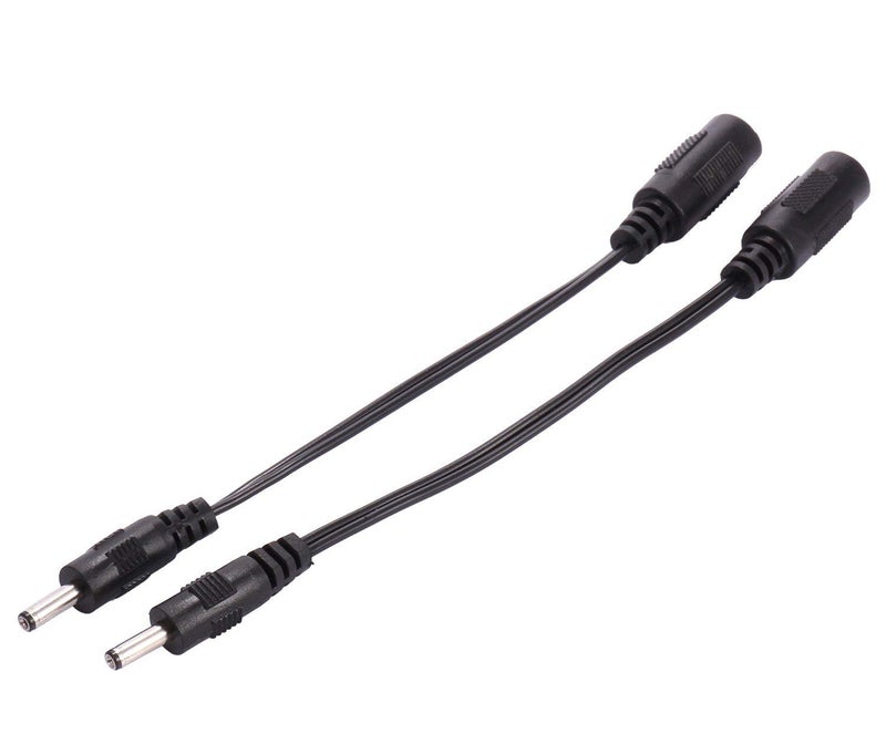COOLM 5.5mm x 2.1mm Female to 3.5mm x 1.35mm Male Plug Socket DC Power Adapter Cable 2pcs - Image 1